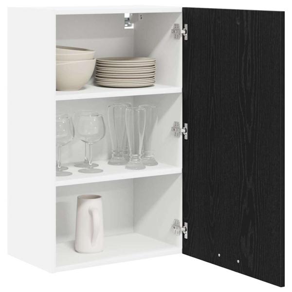 Hängeschrank Riga Schwarze Eiche und Weiß 50 x 31 x 80 cm