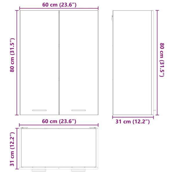Hängeschrank Riga Beton Grau 60 x 31 x 80 cm Holzwerkstoff
