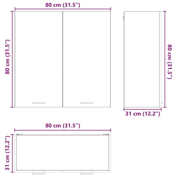 Hängeschrank mit Regal Riga Geräucherte Eiche 80 x 31 x 80 cm