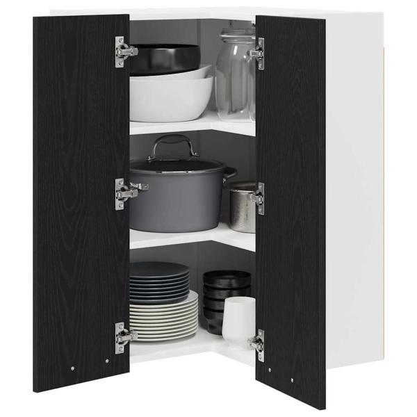 Hängeschrank Riga Schwarze Eiche und Weiß 57 x 57 x 80 cm
