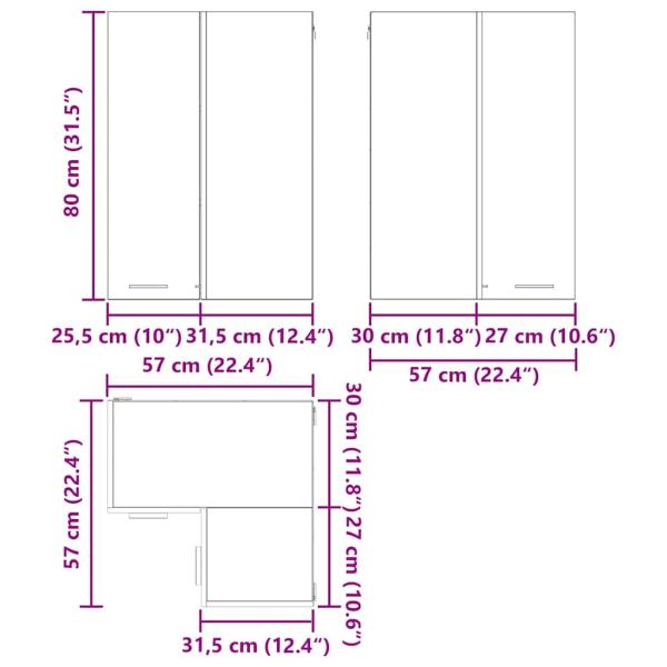 Hängeschrank Riga Grau Sonoma und Weiß 57 x 57 x 80 cm
