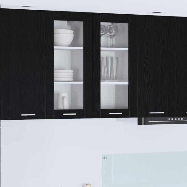 ARDEBO.de - Hängeschrank Riga 2 pcs Schwarz Eichen-Optik 40 x 31 x 80 cm
