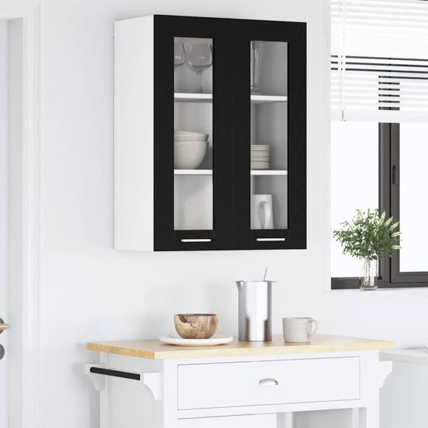 Hängeschrank mit Tür Riga Schwarz Eichen-Optik 60 x 31 x 80 cm