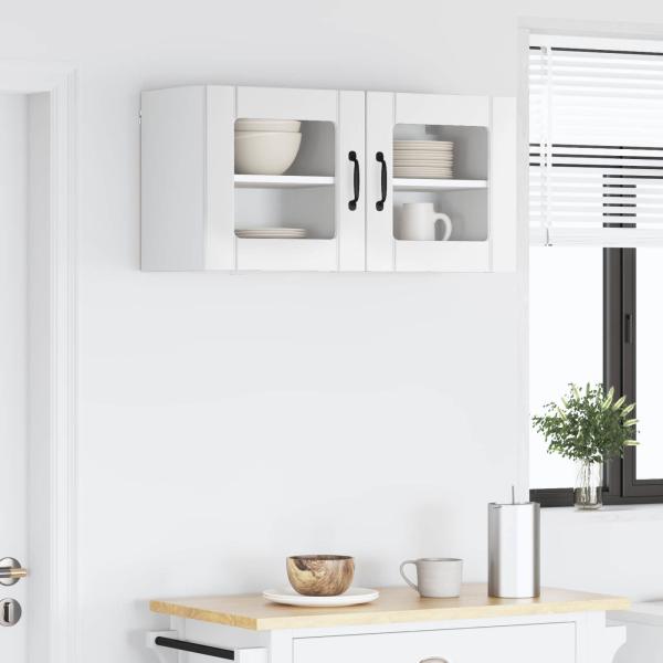 Wandglas-Schrank LUCCA 2 stk. Hochglanz Wei? Holzwerkstoff