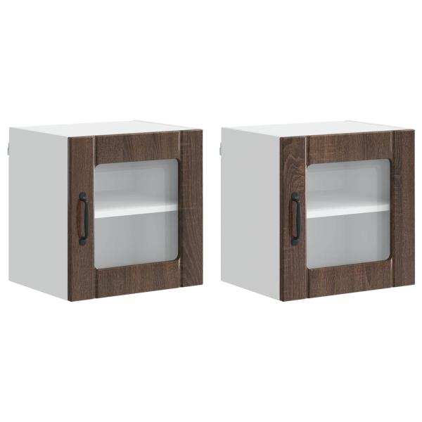 Küchenhängeschrank 2 pcs Braun Eichen-Optik 40 x 31 x 40 cm
