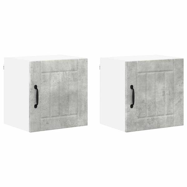 Küchenhängeschrank mit Regal 2 pcs Beton Grau 40 x 31 x 40 cm