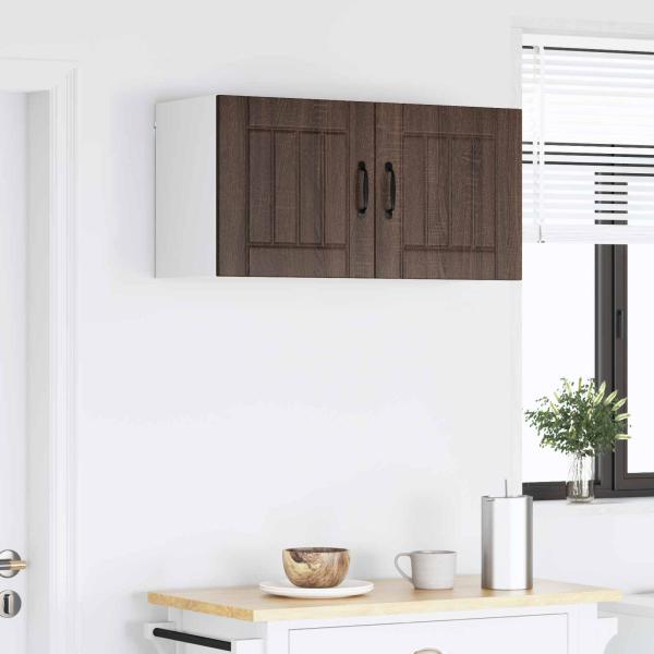 Küchenhängeschrank mit Regal Braun Eichen-Optik 80 x 31 x 40 cm