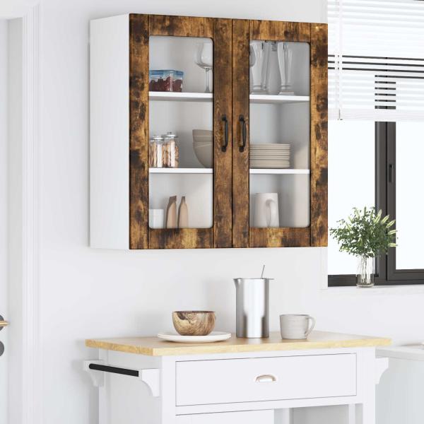 Wandglas-Schrank LUCCA Geräucherte Eiche 80 x 31 x 80 cm