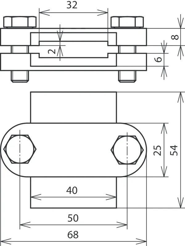 Dehn VTK FL30 TGTZN Verbindungs-/Trennklemme, zweiteilig für zwei Flachleiter, Fl 30mm, TG/tZn (455000)