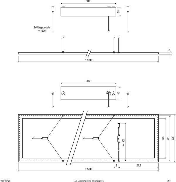EVN OFFICIUM SWINGLED Pendelleuchte, rechteckig, transparent, 220-240V/AC/DC, IP40, 34-56W, 3000K, 4000K, 4080-7000lm, weiß (PTSU150125)