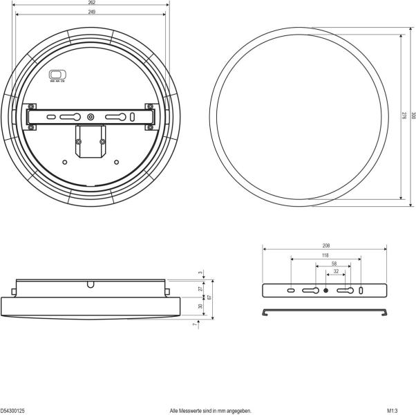 EVN RINGO LED Anbauleuchte, 18W, 3000/4000/5700K, 1500/1660/1820lm, IP54, rund, weiß (D54300125)