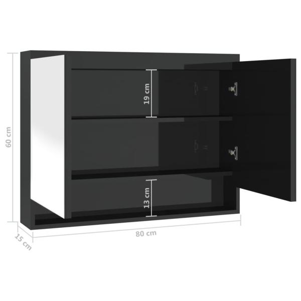 Spiegelschrank fürs Bad 80x15x60 cm Glänzend Schwarz