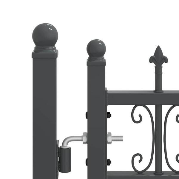 Zauntor mit Speer-Top mit Schloss Grau 305 x 125 cm Stahl