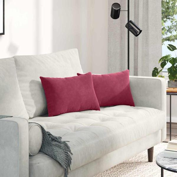 ARDEBO.de - Sofakissen 2 pcs Weinrot 50 x 30 cm Cordstoff