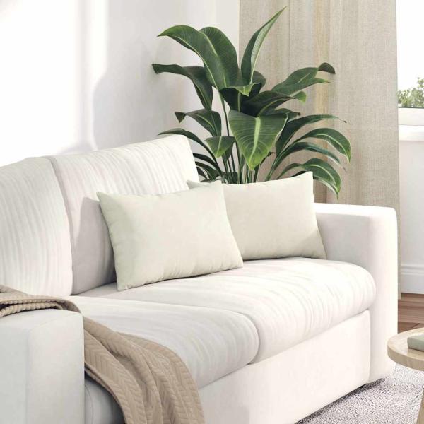 ARDEBO.de - Sofakissen 2 pcs Creme 50 x 30 cm Cordstoff