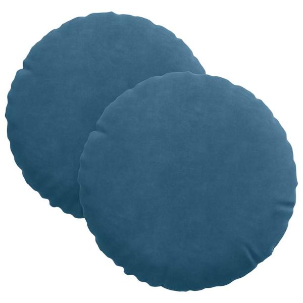 Sitzkissen 2 pcs Blau Ø 40 x 13 cm Samt