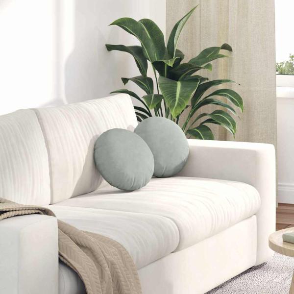 ARDEBO.de - Sitzkissen 2 pcs Hellgrau Ø 40 x 13 cm Samt