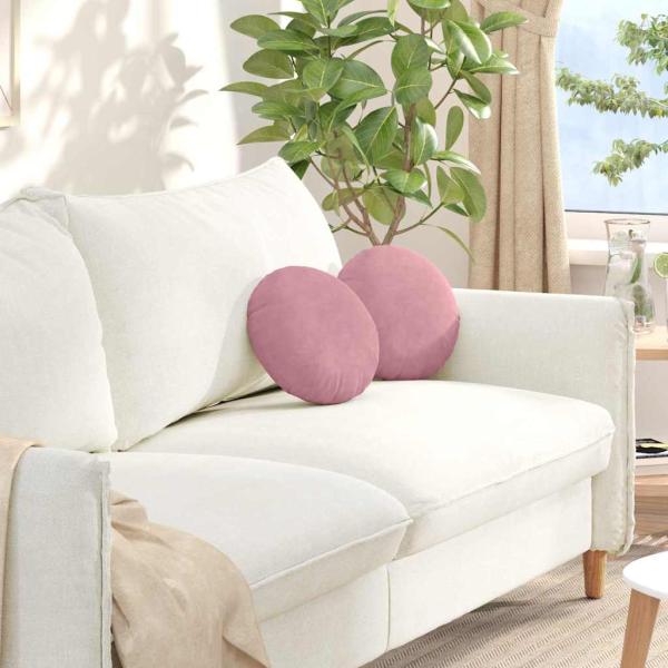 ARDEBO.de - Sitzkissen 2 pcs Rosa Ø 40 x 13 cm Samt