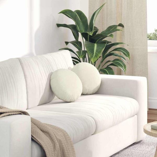 ARDEBO.de - Sitzkissen 2 pcs Creme Ø 40 x 13 cm Samt