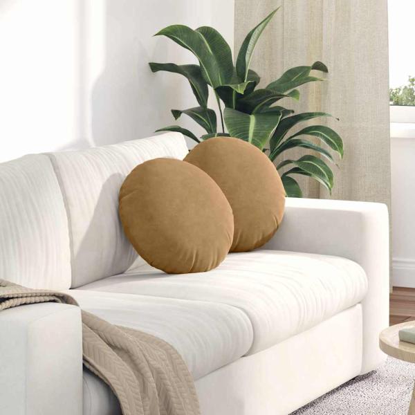 ARDEBO.de - Sitzkissen 2 pcs Braun Ø 40 x 13 cm Samt