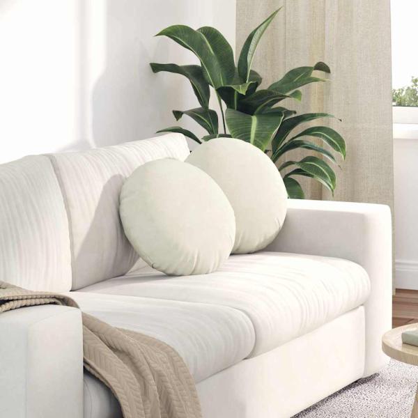 ARDEBO.de - Sitzkissen 2 pcs Creme Ø 40 x 13 cm Samt