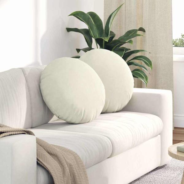 ARDEBO.de - Sitzkissen 2 pcs Creme Ø 40 x 13 cm Samt