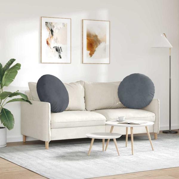 Sitzkissen 2 pcs Dunkelgrau Ø 40 x 13 cm Samt