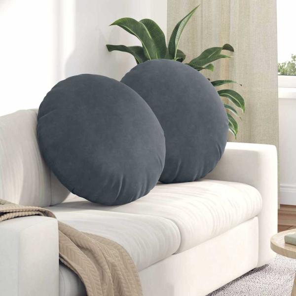 ARDEBO.de - Sitzkissen 2 pcs Dunkelgrau Ø 40 x 13 cm Samt
