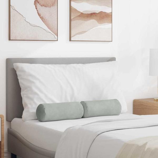 ARDEBO.de - Bolsterkissen 2 pcs Hellgrau Ø 15 x 40 cm Cordstoff