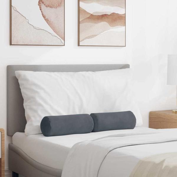 ARDEBO.de - Bolsterkissen 2 pcs Dunkelgrau Ø 15 x 40 cm Cordstoff