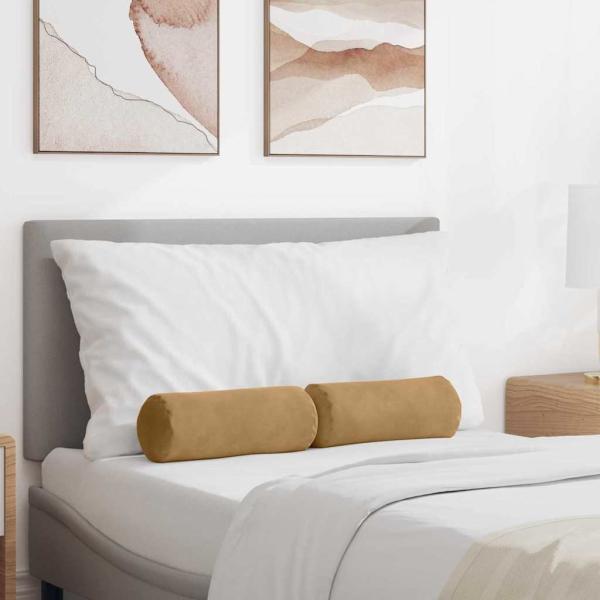 ARDEBO.de - Bolsterkissen 2 pcs Braun Ø 15 x 40 cm Cordstoff