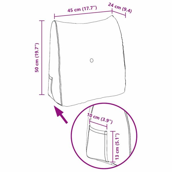 Rücken Kissen Dunkelgrau 45 x 24 x 50 cm Samt