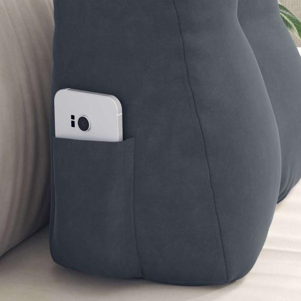 Rücken Kissen Dunkelgrau 45 x 24 x 50 cm Samt