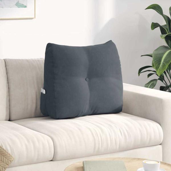 ARDEBO.de - Rücken Kissen Dunkelgrau 60 x 24 x 50 cm Samt