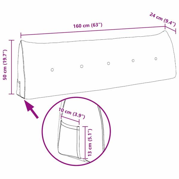 Rücken Kissen Hellgrün 160 x 24 x 50 cm Samt