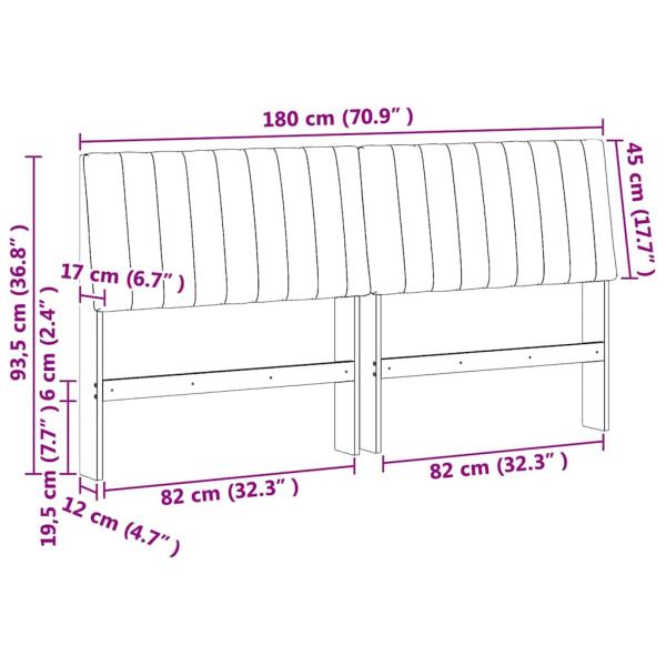 Gepolstertes Kopfteil Taupe 180 cm Massives Kiefernholz