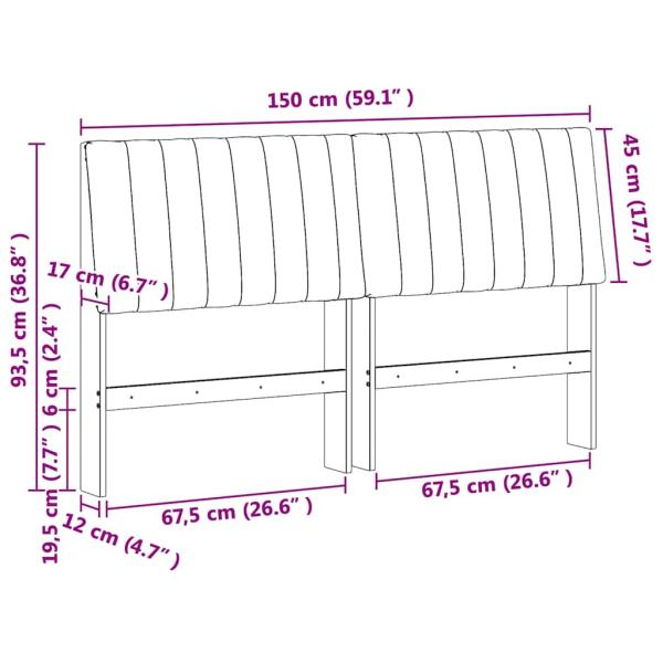 Gepolstertes Kopfteil Taupe 150 cm Massives Kiefernholz
