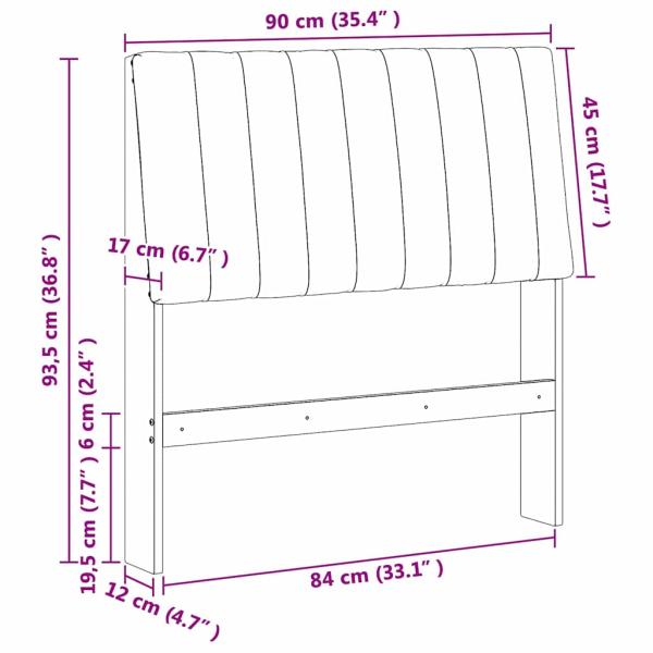 Gepolstertes Kopfteil Dunkelgrau 90 cm Massives Kiefernholz