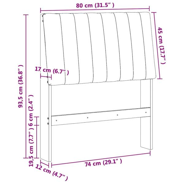Gepolstertes Kopfteil Taupe 80 cm Massives Kiefernholz