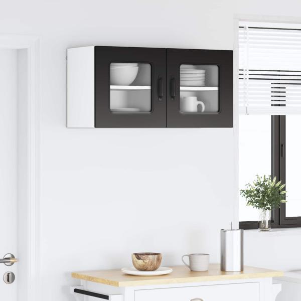 Küchenhängeschrank 2 pcs Schwarz 40 x 31 x 40 cm Holzwerkstoff