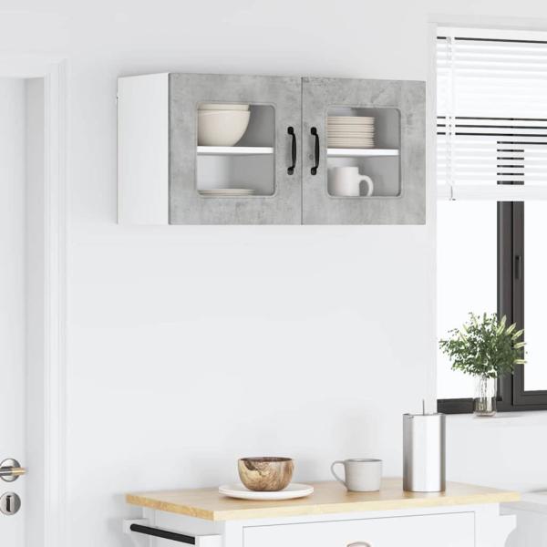 Küchenhängeschrank mit Regal 2 pcs Beton Grau 40 x 31 x 40 cm