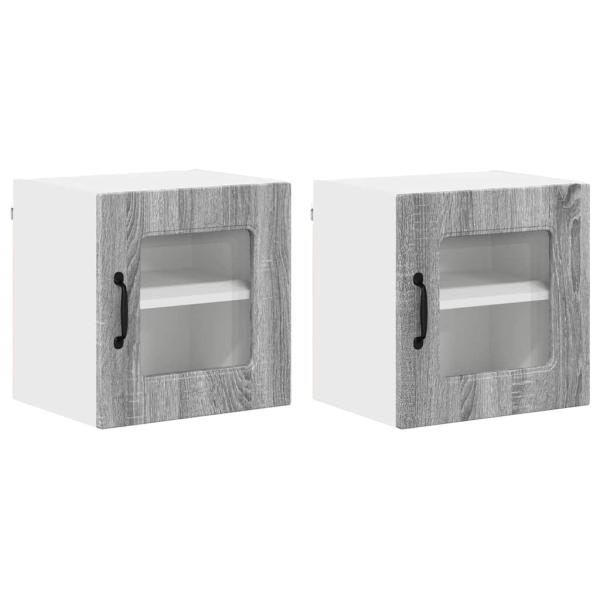 Küchenhängeschrank mit Tür 2 pcs Graues Sonoma 40 x 31 x 40 cm