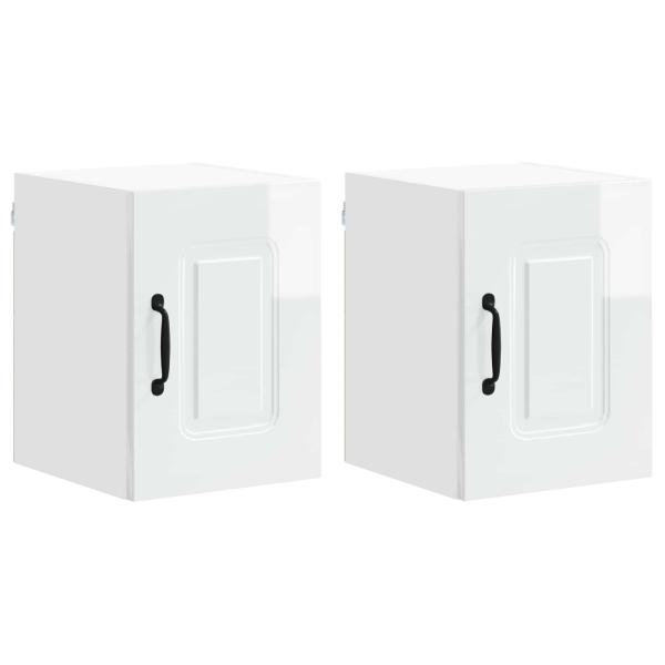 Küchenhängeschrank mit Tür 2 pcs Hochglanz Weiß 30 x 31 x 40 cm