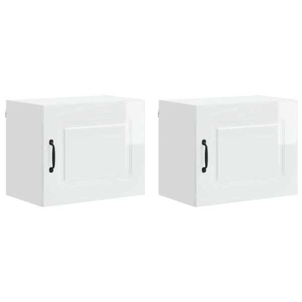 Küchenhängeschrank mit Tür 2 pcs Hochglanz Weiß 50 x 31 x 40 cm