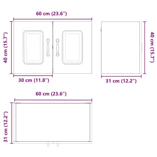 Küchenhängeschrank mit Regal Braun Eichen-Optik 60 x 31 x 40 cm