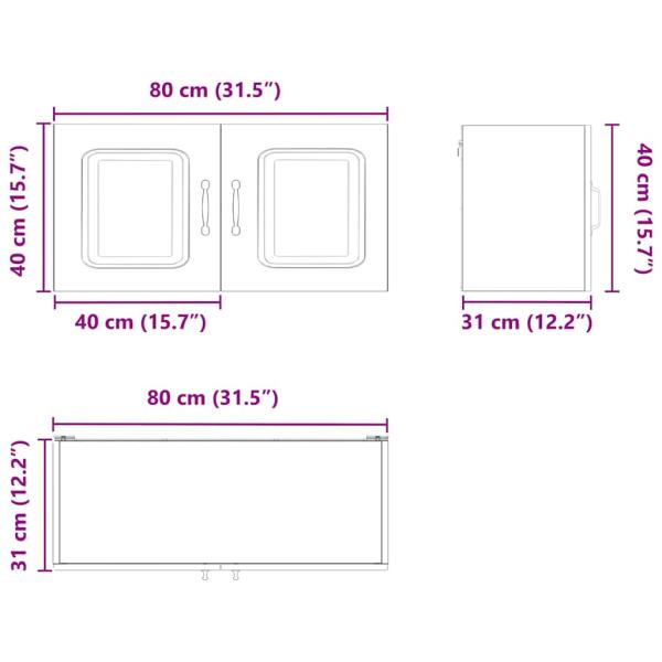 Küchenhängeschrank mit Regal Braun Eichen-Optik 80 x 31 x 40 cm