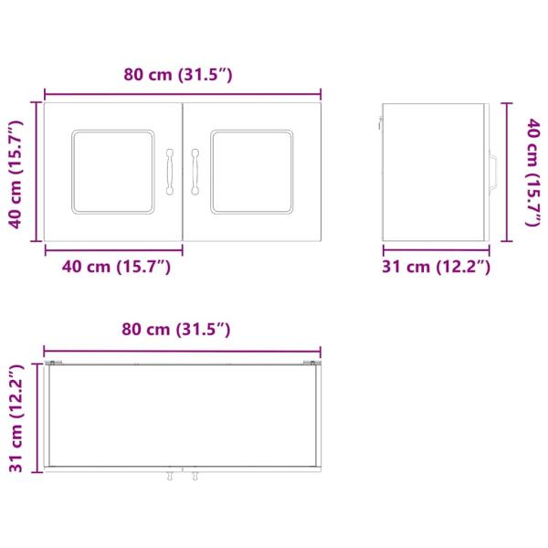 Küchenhängeschrank mit Regal Geräucherte Eiche 80 x 31 x 40 cm