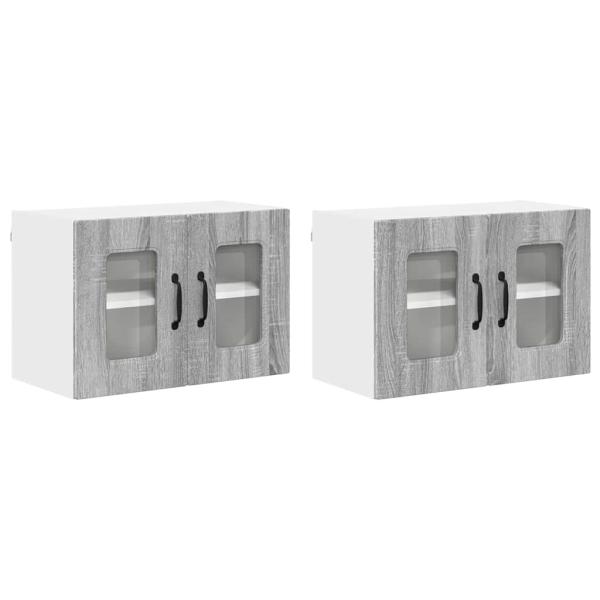 Küchenhängeschrank mit Tür 2 pcs Graues Sonoma 60 x 31 x 40 cm