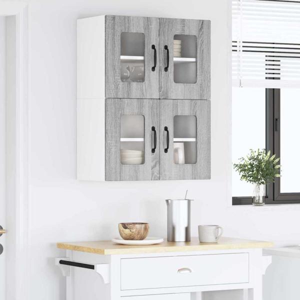 Küchenhängeschrank mit Tür 2 pcs Graues Sonoma 60 x 31 x 40 cm