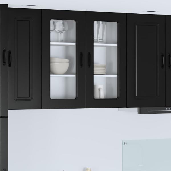 ARDEBO.de - Geschirrsp?lerfront Kalmar 2 stk. Schwarz Holzwerkstoff